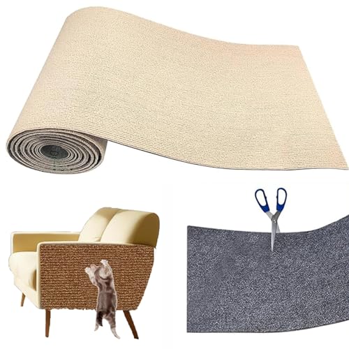 Donubiiu Kratzmatte für Katzen,DIY Trimmable Carpet Mat Pad Cat Scratching Boards,Self-Adhesive Cat Scratching Mat,Cat Scratching Board, (30cm*1m,Khak) von Donubiiu