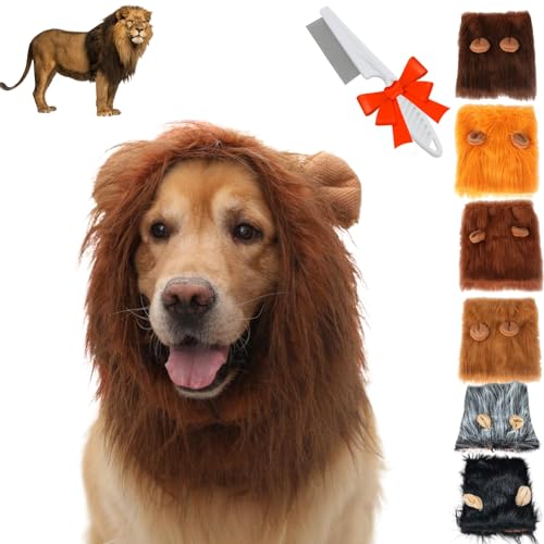 Donubiiu Lion Mane for Dog, Dog Lion Mane, Realistic Black Lion Mane for Dog, Lion Mane Costume for Dog, Lion Mane Wig for Dogfor Medium and Large Dog and Cat Dress Up (1PCS-B,S) von Donubiiu