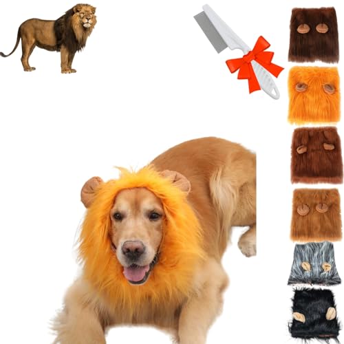 Donubiiu Lion Mane for Dog, Dog Lion Mane, Realistic Black Lion Mane for Dog, Lion Mane Costume for Dog, Lion Mane Wig for Dogfor Medium and Large Dog and Cat Dress Up (1PCS-C,L) von Donubiiu