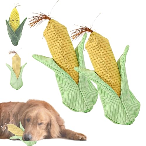 Donubiiu Maiskölbchen Quietschspielzeug für Hunde, Lustiges Futterplüsch, Unzerstorbares Kauspielzeug, Süßes Stofftier für Welpen, Geeignet für Große, Mittelgroße und Kleine Hunde (A2) von Donubiiu