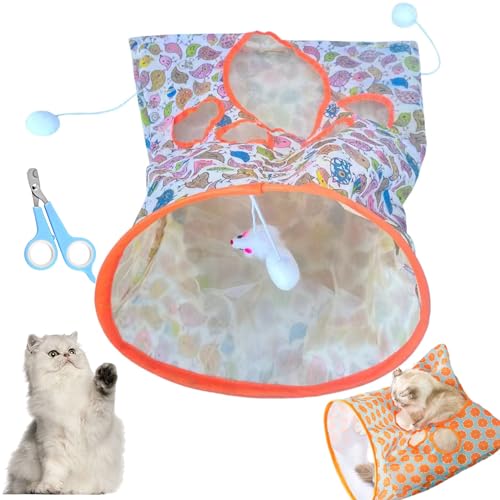 Donubiiu Nanecity Cat Tunnel,Nanecity Cat Bag,Cat Tunnel Bags for Indoor Cats,Cat Tunnel Bag,Foldable Self Interactive Cat Tunnel,Plush Ball Cat Self Interactive Toys (Bird) von Donubiiu