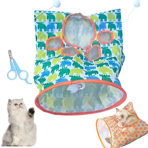 Donubiiu Nanecity Cat Tunnel,Nanecity Cat Bag,Cat Tunnel Bags for Indoor Cats,Cat Tunnel Bag,Foldable Self Interactive Cat Tunnel,Plush Ball Cat Self Interactive Toys (Green Deer) von Donubiiu