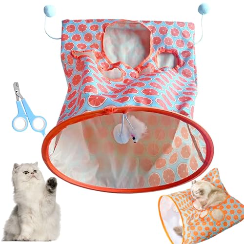 Donubiiu Nanecity Cat Tunnel,Nanecity Cat Bag,Cat Tunnel Bags for Indoor Cats,Cat Tunnel Bag,Foldable Self Interactive Cat Tunnel,Plush Ball Cat Self Interactive Toys (orange) von Donubiiu