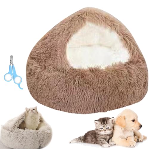Donubiiu Olvys Cozy Cocoon Pet Bed,Cozy Cocoon Pet Bed for Dogs Cats,Winter Pet Plush Bed,Comfy Cocoon Pet Bed,Fidofaves Cozy Nook Bed (40cm,Coffee) von Donubiiu