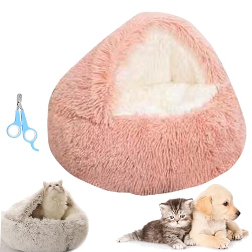 Donubiiu Olvys Cozy Cocoon Pet Bed,Cozy Cocoon Pet Bed for Dogs Cats,Winter Pet Plush Bed,Comfy Cocoon Pet Bed,Fidofaves Cozy Nook Bed (40cm,Pink) von Donubiiu