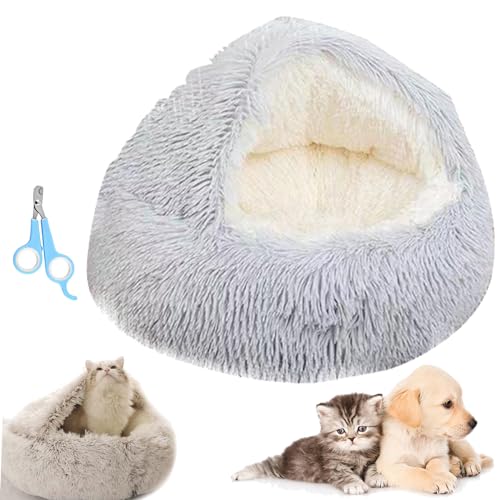 Donubiiu Olvys Cozy Cocoon Pet Bed,Cozy Cocoon Pet Bed for Dogs Cats,Winter Pet Plush Bed,Comfy Cocoon Pet Bed,Fidofaves Cozy Nook Bed (50cm,Gray) von Donubiiu