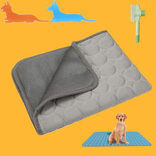 Donubiiu Pfotenfrost Matte, Kühlmatte Hunde, Hundekühlmatte Selbstkühlend Krallenfest, Atmungsaktiv Waschbares Hundekissen für Sommer, XS-XXL (Grau,L-70X55) von Donubiiu