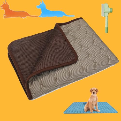 Donubiiu Pfotenfrost Matte, Kühlmatte Hunde, Hundekühlmatte Selbstkühlend Krallenfest, Atmungsaktiv Waschbares Hundekissen für Sommer, XS-XXL (Kaffee,L-70X55) von Donubiiu