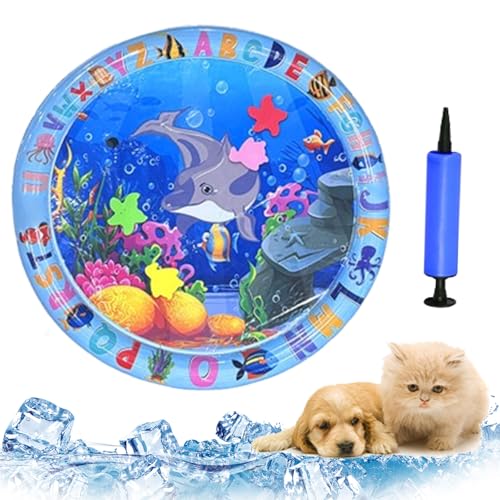 Donubiiu AcquaZen kühlende Wassermatte für Katzen,Hunde Katzen Spiel & Kühl Wassermatte (65cm), Sommer Kratzfest Sensorische Wasserspielmatte,Interaktives Spielzeug Für Kleine Hunde Und Katzen (B) von Donubiiu