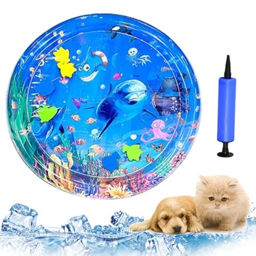 Donubiiu AcquaZen kühlende Wassermatte für Katzen,Hunde Katzen Spiel & Kühl Wassermatte (65cm), Sommer Kratzfest Sensorische Wasserspielmatte,Interaktives Spielzeug Für Kleine Hunde Und Katzen (C) von Donubiiu