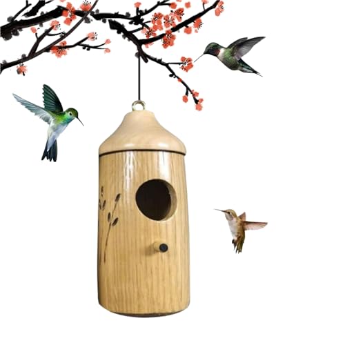 Donubiiu Shirem Wooden Hummingbird House, Libiyi Wooden Hummingbird House, Dotmalls Wooden Hummingbird House, Humming Bird House for Outside Hanging, Humming Bird Houses for Outside (1PCS-B) von Donubiiu