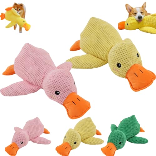 Donubiiu The Mellow Dog Calming Duck, Dog Stuffed Animals Chew Toy, Duck Dog Toy, Plush Duck Dog Toy with Soft Squeaker, Durable Dog Toys for Indoor Puppy (2PCS-C) von Donubiiu