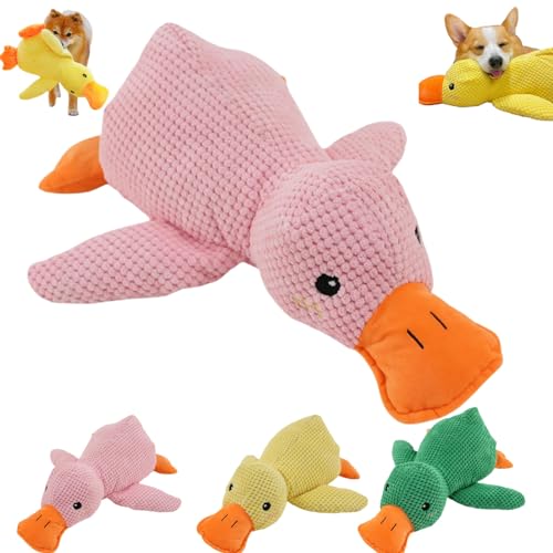 Donubiiu The Mellow Dog Calming Duck, Dog Stuffed Animals Chew Toy, Duck Dog Toy, Plush Duck Dog Toy with Soft Squeaker, Durable Dog Toys for Indoor Puppy (Pink) von Donubiiu