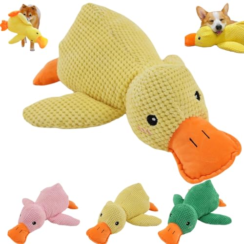 Donubiiu The Mellow Dog Calming Duck, Dog Stuffed Animals Chew Toy, Duck Dog Toy, Plush Duck Dog Toy with Soft Squeaker, Durable Dog Toys for Indoor Puppy (Yellow) von Donubiiu