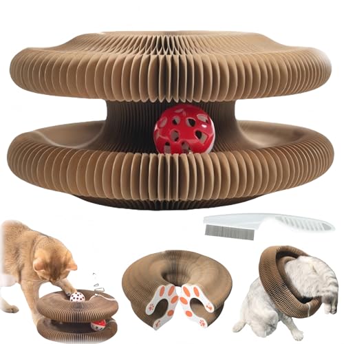 Donubiiu Twisty Paws Cat Toy,Twisty Cat Scratcher,Curls Cats Scratcher,Flexible Curls Scratcher to Indoor Cats,Foldable Cat Accordion Magic Organ Scratch Board Toy with Bell Balls (2) von Donubiiu
