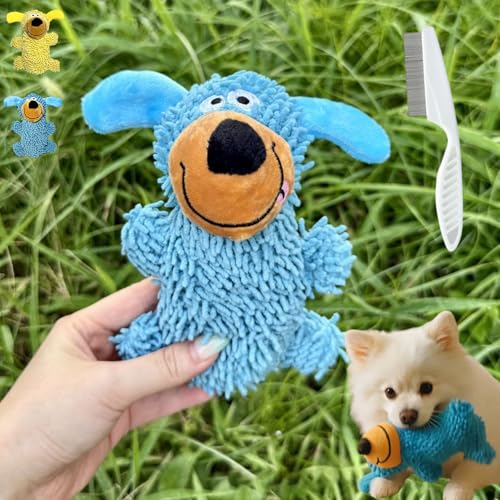 Ipawsplus Squeaky Dog Plush Toy, Squeaky Dog Toy, Interactive Play for Training & Bonding, Dog Chew Toys with Chenille Fabric, Stuffing-Free Design for Small to Medium Dogs (Blau, 1PC) von Donubiiu