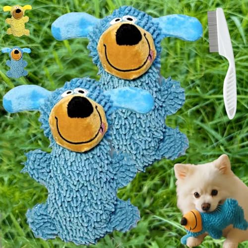 Ipawsplus Squeaky Dog Plush Toy, Squeaky Dog Toy, Interactive Play for Training & Bonding, Dog Chew Toys with Chenille Fabric, Stuffing-Free Design for Small to Medium Dogs (Blau,Blau, 2PCS) von Donubiiu