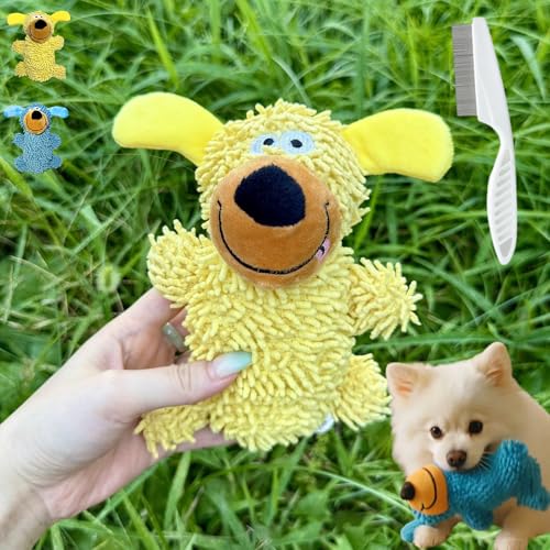 Ipawsplus Squeaky Dog Plush Toy, Squeaky Dog Toy, Interactive Play for Training & Bonding, Dog Chew Toys with Chenille Fabric, Stuffing-Free Design for Small to Medium Dogs (Gelb, 1PC) von Donubiiu