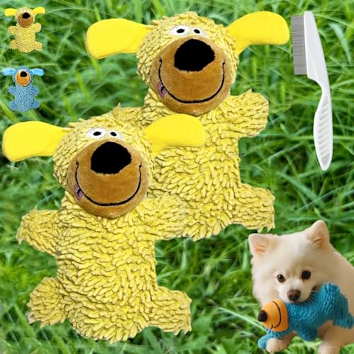 Ipawsplus Squeaky Dog Plush Toy, Squeaky Dog Toy, Interactive Play for Training & Bonding, Dog Chew Toys with Chenille Fabric, Stuffing-Free Design for Small to Medium Dogs (Gelb,Gelb, 2PCS) von Donubiiu