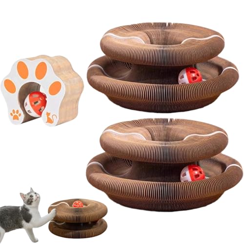 Jagdkuschel Cocoon - Mit 3-in-1-Funktion, Kratzkokon für Katzen, Kratzspielzeug mit Kugel, Klappbares interaktives Katzenspielzeug mit Glockenball, Magische Orgel-Katzenkratzbrett (B) von Donubiiu