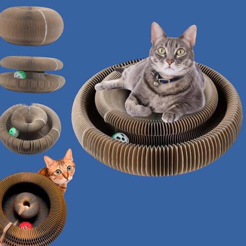 Kratzkokon, Katzenwirbel von KatzenLiebling, kratzbretter Katze, Foldable Convenient Cat Scratcher, Katzenspielzeug Intelligenz Intelligenzspielzeug mit Ball (1 Stück) von Donubiiu