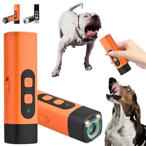 Rindenschild-Das Barkshield Pro,BarkStop Hundetrainer,Ultraschall Hund,Anti-Bell-Gerät für Hunde mit Taschenlampe, Ultraschall Anti Bell Gerät,Aufladbar Handheld Hundetrainings Geräte (Orange, 2) von Donubiiu