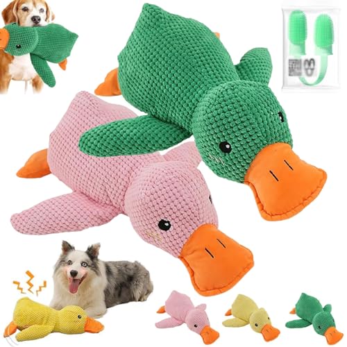 The Mellow Dog Calming Duck, The Mellow Dog, Zentric Quack-Quack Duck Dog Toy, Cute No Stuffing Duck with Soft Squeaker, Durable Squeaky Dog Toys for Indoor Puppy (2Pcs B) von Donubiiu