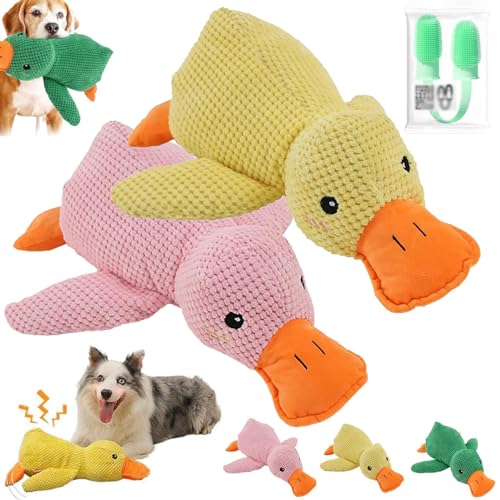 The Mellow Dog Calming Duck, The Mellow Dog, Zentric Quack-Quack Duck Dog Toy, Cute No Stuffing Duck with Soft Squeaker, Durable Squeaky Dog Toys for Indoor Puppy (2Pcs C) von Donubiiu