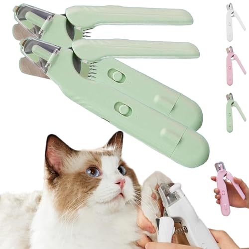 The Safetrim by Pupnourish,Pupnourish Nail Trimmer,2 In1 Design Precision Trimming and Grinding,Haustier Nagelknipser mit LED-Licht,Geräuscharm for Small Medium Large Dogs Cats (Green, 2) von Donubiiu
