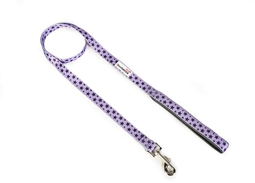 Doodlebone Gepolsterte Hundeleine, violette Sterne, 20 mm von Doodlebone