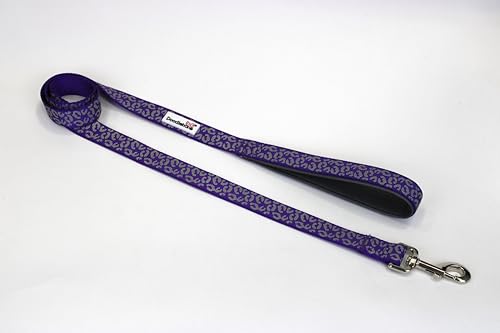 Doodlebone Gepolsterte Leine, violettes Leopardenmuster, reflektierend, 15 mm von Doodlebone