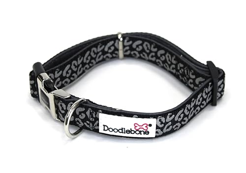 Doodlebone Gepolstertes Halsband, Kohleleopard, reflektierend, Größe 36-45 von Doodlebone