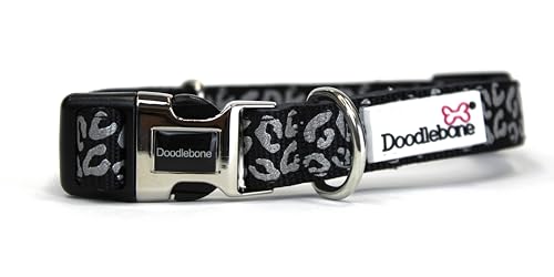 Doodlebone Gepolstertes Halsband, Kohlen-Leoparden-reflektierend, Größe 3–6 von Doodlebone