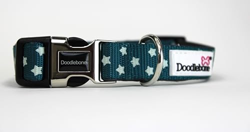 Doodlebone Gepolstertes Halsband, blaugrüne Sterne, leuchten im Dunkeln, Größe 3–6 von Doodlebone