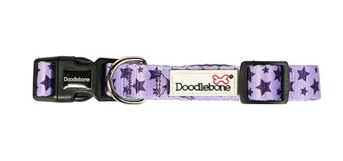 Doodlebone Originals Hunde Halsband mit Muster (Violette Sterne, 1-2) von Doodlebone
