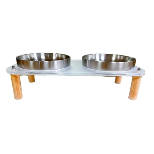 DoogCat Erhöhte Katzennäpfe für Indoor-Katzen - Klarer Acryl-Katzenfuttertisch mit 2 Edelstahlschalen, höhenverstellbar (10,3 cm/7,3 cm), erhöhte Futterstation für einfache Verdauung von DoogCat