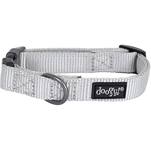 Doogy Basic Halsband für Hunde, klassisches Halsband, Grau, TM 37-54 cm x 20 mm von Doogy