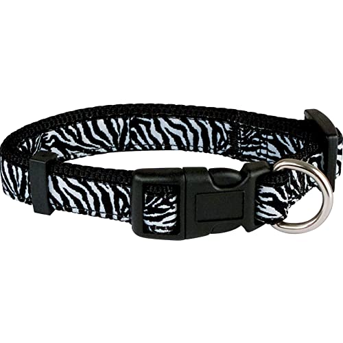 Doogy Halsband für Hunde, Zebra-Motiv, Nylon, 20 mm x 29-48 cm, Weiß von Doogy
