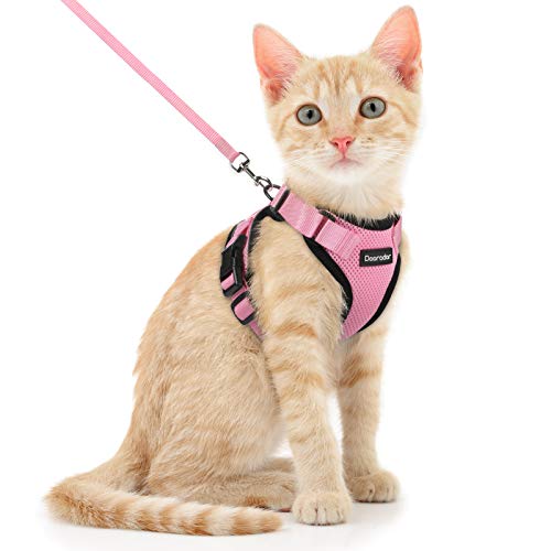 Dooradar Katzengeschirr mit Leine Ausbruchsicher, Katzenleine mit Geschirr für Katzen Mittelgroße, Reflektierend, Katzengeschirr Große Katze, XS, Rosa von Dooradar