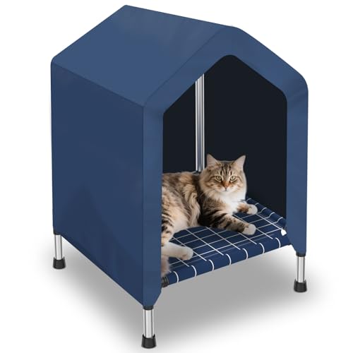 2-in-1 erhöhtes Hundehaus – Regendicht Hundezelt Katzenhaus, Hunde-Sonnenschutzzelt, Haustierhaus – belüfteter erhöhter Boden, erhöhter Haustierunterstand für kleine von Dopliv