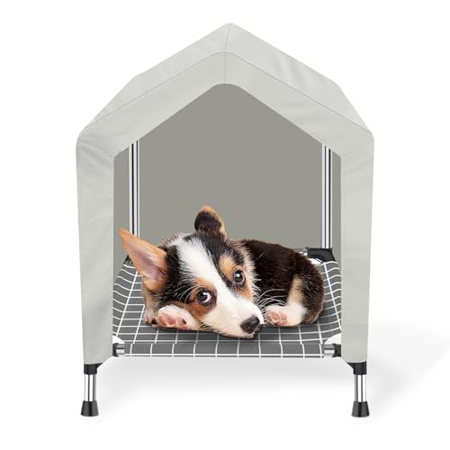Erhöhte Hundehütte für Draußen oder Drinnen - Wasserdichtes Hundezelt Katzenhaus, Hunde-Sonnenschutzzelt, Haustierhaus mit abnehmbarem Bezug, geeignet für kleine Katzen Hunde Erhöhte Hundehütte für Draußen oder Drinnen - Wasserdichtes Hundezelt Katzenhaus, Hunde-Sonnenschutzzelt, Haustierhaus mit abnehmbarem Bezug, geeignet für kleine Katzen Hunde von Dopliv