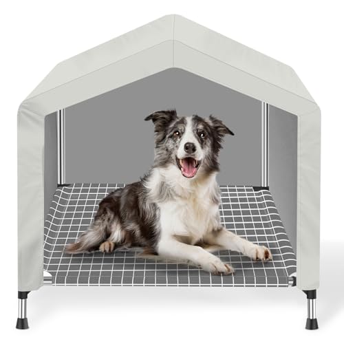 Erhöhte Hundehütte für Draußen oder Drinnen - Wasserdichtes Hundezelt Katzenhaus, Hunde-Sonnenschutzzelt, Haustierhaus mit abnehmbarem Bezug, geeignet für mittelgroße Katzen Hunde Erhöhte Hundehütte für Draußen oder Drinnen - Wasserdichtes Hundezelt Katzenhaus, Hunde-Sonnenschutzzelt, Haustierhaus mit abnehmbarem Bezug, geeignet für mittelgroße Katzen Hunde von Dopliv
