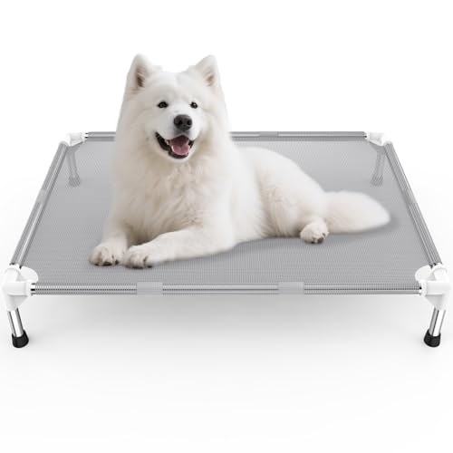 Erhöhtes Hundebett mit Teslin-Kühlgewebe – leichtes Hundebett für große Hunde, wasserdicht & waschbar, atmungsaktives Netzgewebe, erhöhtes Haustierbett für drinnen und draußen, rutschfest, leicht zu Erhöhtes Hundebett mit Teslin-Kühlgewebe – leichtes Hundebett für große Hunde, wasserdicht & waschbar, atmungsaktives Netzgewebe, erhöhtes Haustierbett für drinnen und draußen, rutschfest, leicht zu von Dopliv