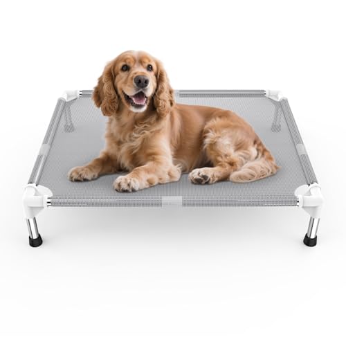 Erhöhtes Hundebett mit Teslin-Kühlgewebe – leichtes Hundebett für mittelgroße Hunde, wasserdicht & waschbar, atmungsaktives Netzgewebe, erhöhtes Haustierbett für drinnen und draußen, rutschfest Erhöhtes Hundebett mit Teslin-Kühlgewebe – leichtes Hundebett für mittelgroße Hunde, wasserdicht & waschbar, atmungsaktives Netzgewebe, erhöhtes Haustierbett für drinnen und draußen, rutschfest von Dopliv