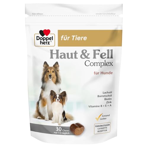 Doppelherz Haut und Fell Complex für Hunde – Mit wichtigen Omega-3 und Omega-6 Fettsäuren – 30 Chews von Doppelherz