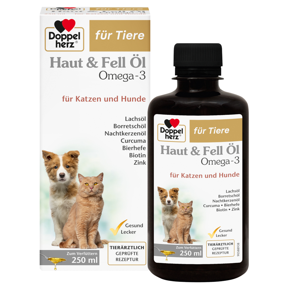 Doppelherz Haut & Fell Öl Omega-3 für Katzen und Hunde - 250 ml von Doppelherz