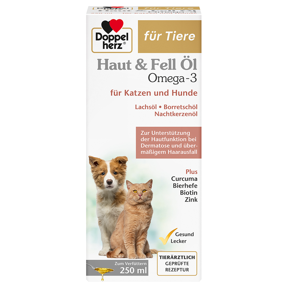 Doppelherz Haut & Fell Öl für Katzen und Hunde - 2 x 250 ml von Doppelherz