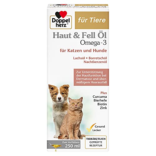 Doppelherz Haut und Fell Öl für Katzen und Hunde – Zur Unterstützung der Hautfunktion bei Dermatose und übermäßigem Haarausfall – 250ml von Doppelherz
