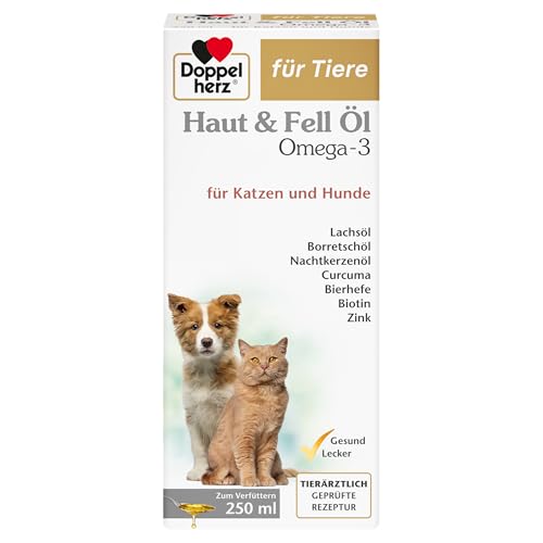 Doppelherz Haut und Fell Öl für Katzen und Hunde – Mit essentiellen Omega- 3 und Omega-6 Fettsäuren – 250ml von Doppelherz