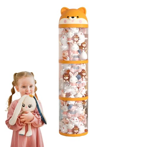 Dopsyesn Stofftier Organizer, Plüschtier Aufbewahrungskorb, Großer durchsichtiger Turm mit Rädern, Stofftierhalter Röhre zur Raumdekoration für Spielzimmer, Schlafzimmer und von Dopsyesn